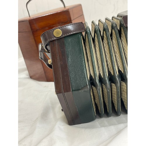 546A - Antique Barnett Samuel & Sons concertina in original case.  20 button anglo system