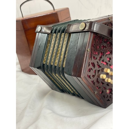 546A - Antique Barnett Samuel & Sons concertina in original case.  20 button anglo system