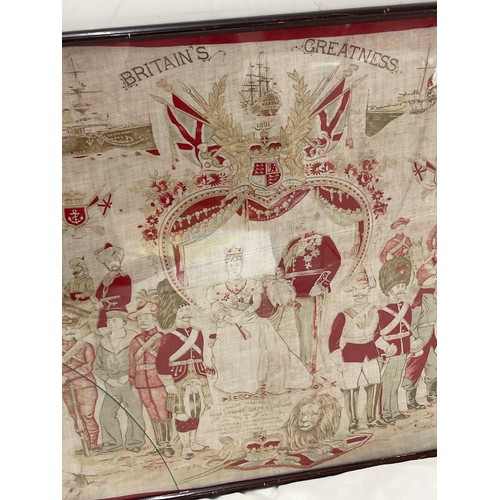 86A - Framed silk handkerchief commemorating boer war, royalty etc