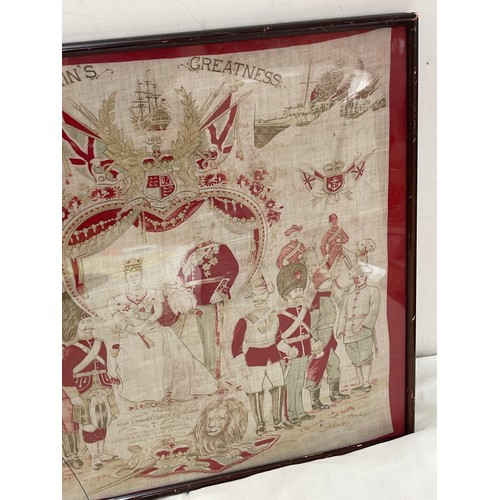 86A - Framed silk handkerchief commemorating boer war, royalty etc