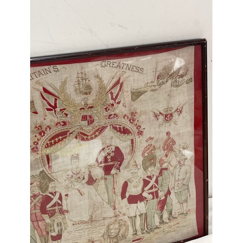 86A - Framed silk handkerchief commemorating boer war, royalty etc