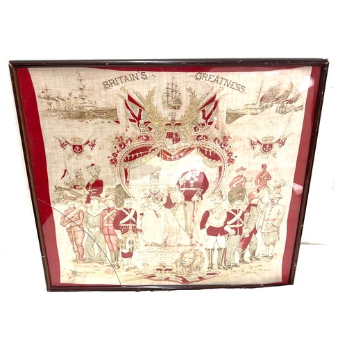 86A - Framed silk handkerchief commemorating boer war, royalty etc