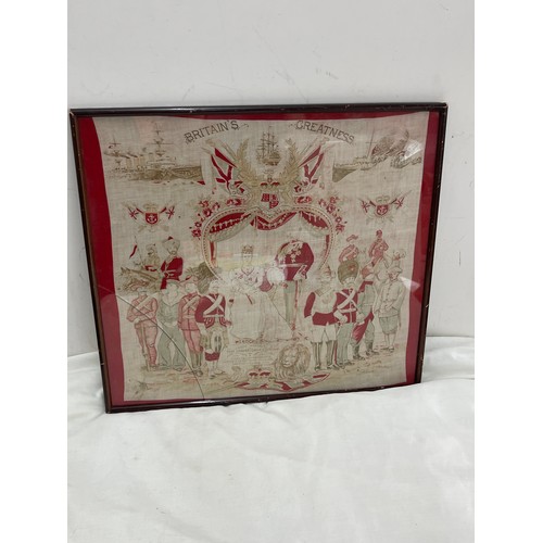 86A - Framed silk handkerchief commemorating boer war, royalty etc