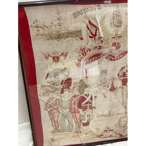 86A - Framed silk handkerchief commemorating boer war, royalty etc