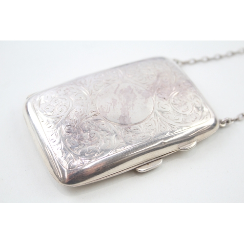 37 - .925 sterling silver cigarette case w/ chain