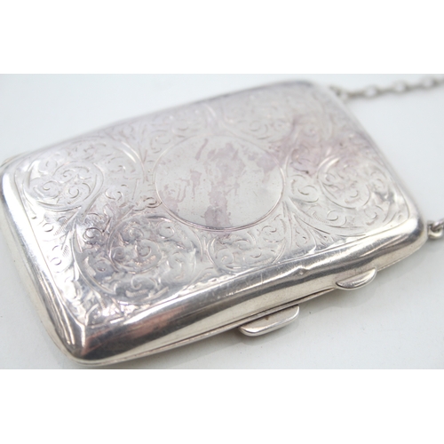 37 - .925 sterling silver cigarette case w/ chain