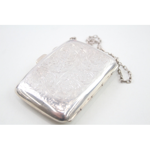 37 - .925 sterling silver cigarette case w/ chain