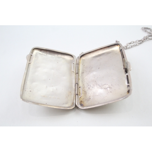 37 - .925 sterling silver cigarette case w/ chain