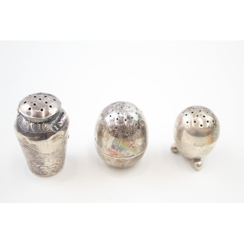 38 - 3 x .925 sterling novelty salt / pepper shakers inc victorian