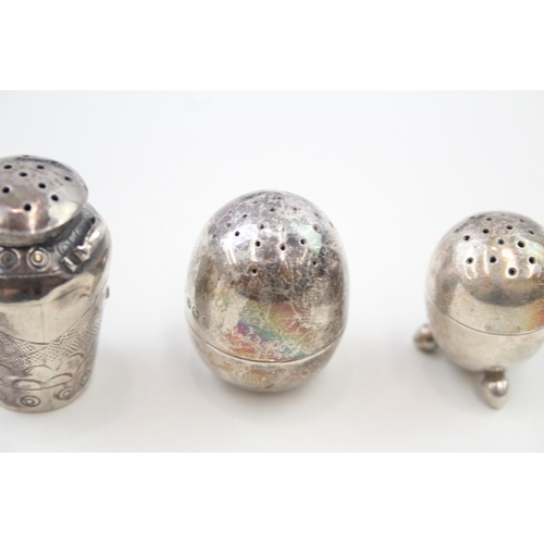 38 - 3 x .925 sterling novelty salt / pepper shakers inc victorian