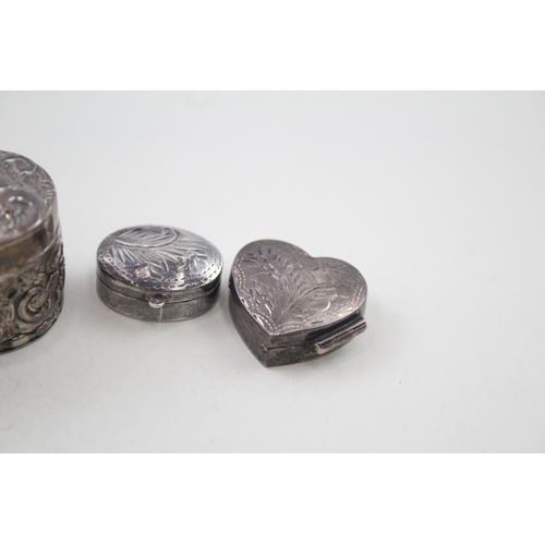 60 - 3 x .925 sterling silver pill / trinket boxes