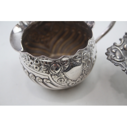 71 - .925 sterling silver antique bon bon dish & cream jug