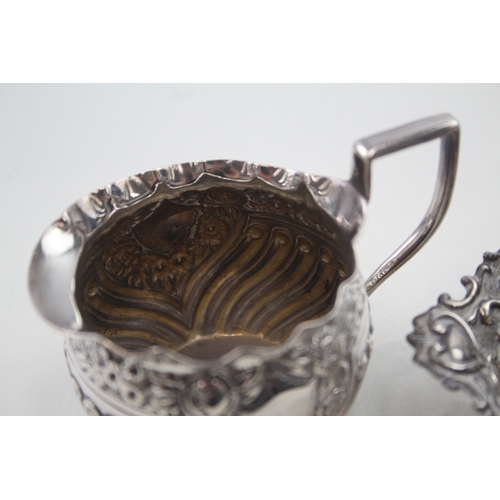 71 - .925 sterling silver antique bon bon dish & cream jug