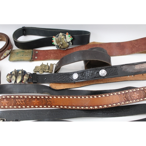 407 - Assorted Leather Non Leather & Vintage Belts