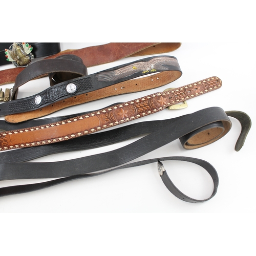 407 - Assorted Leather Non Leather & Vintage Belts