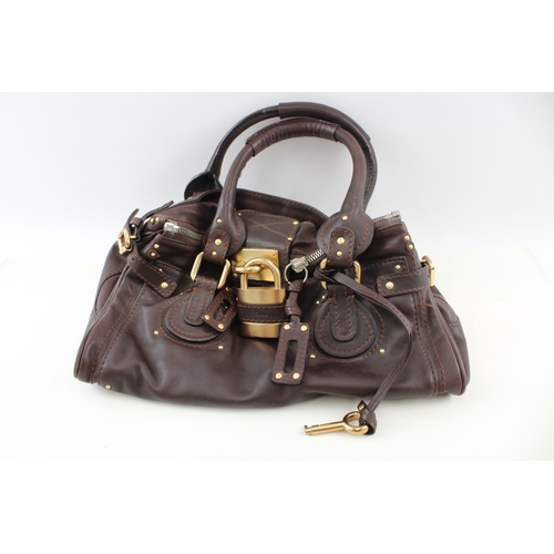 408 - Chloe Paddington Handbag Brown Leather 02-05-53 Vintage Designer Lock and Key