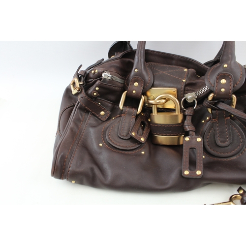 408 - Chloe Paddington Handbag Brown Leather 02-05-53 Vintage Designer Lock and Key