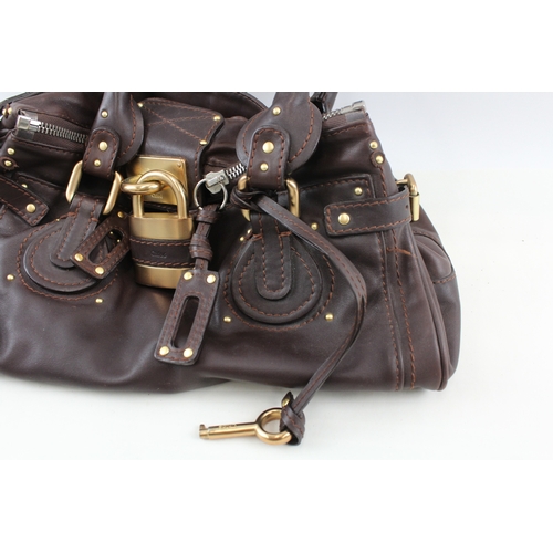 408 - Chloe Paddington Handbag Brown Leather 02-05-53 Vintage Designer Lock and Key