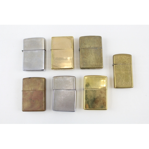 415 - Zippo Lighter Job Lot Inc Solid Brass Slim Venetian Brushed Vintage To Restore