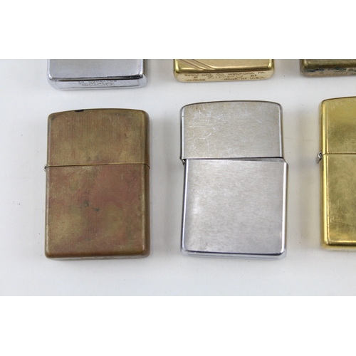 415 - Zippo Lighter Job Lot Inc Solid Brass Slim Venetian Brushed Vintage To Restore