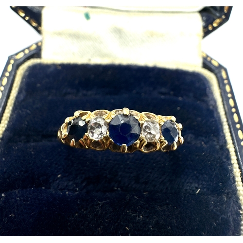 146 - Antique 18ct gold sapphire & diamond ring weight 3g