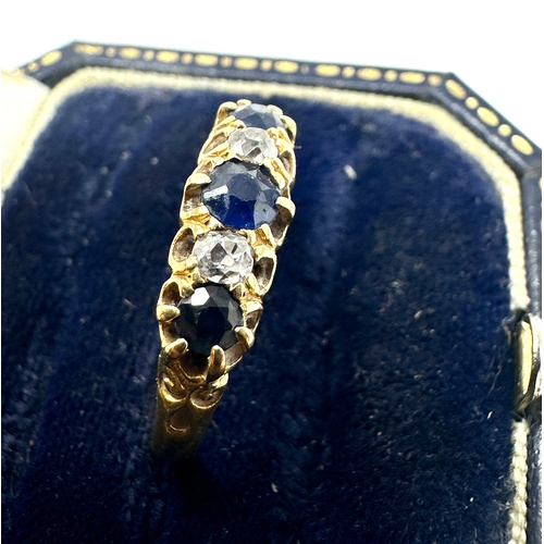 146 - Antique 18ct gold sapphire & diamond ring weight 3g