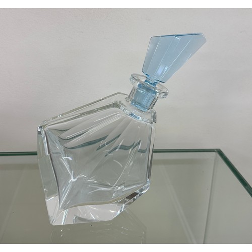 1 - Unusual glass decanter with crystal blue stopper