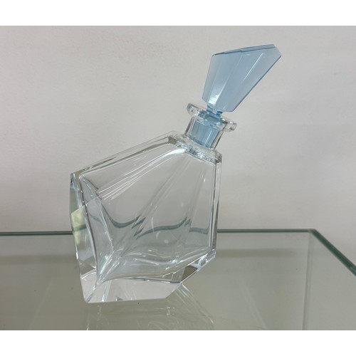 1 - Unusual glass decanter with crystal blue stopper