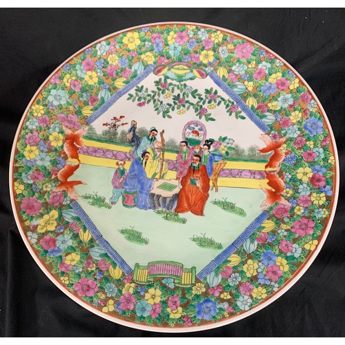 574 - 2 Oriental plates/ chargers largest measures approximately 17.5 inches