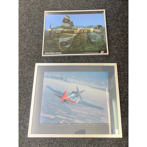 17 - Two framed spitfire prints includes spitfire lfixb measures approximately 24 inches by 20 inches