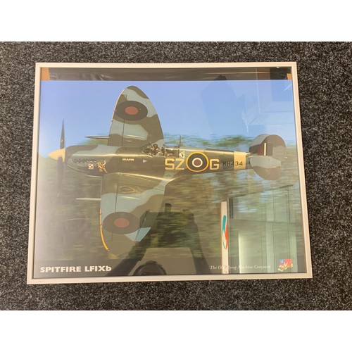 17 - Two framed spitfire prints includes spitfire lfixb measures approximately 24 inches by 20 inches