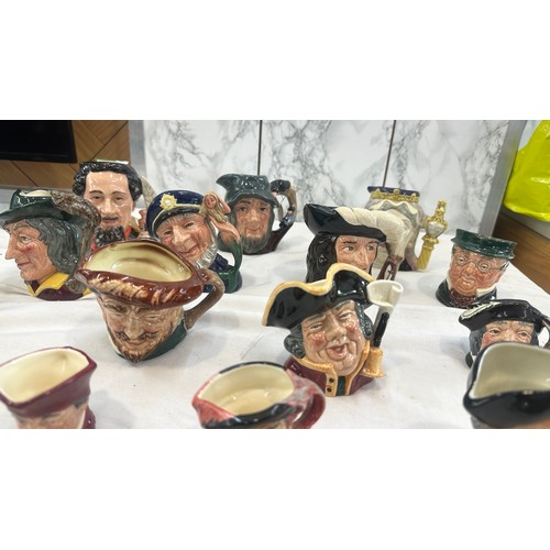 82 - Quantity of small Royal Doulton character jugs to include Queen Victoria and LT/ED Charles Dickens e... 