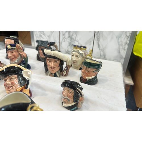 82 - Quantity of small Royal Doulton character jugs to include Queen Victoria and LT/ED Charles Dickens e... 