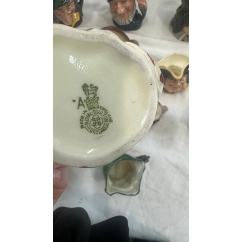 82 - Quantity of small Royal Doulton character jugs to include Queen Victoria and LT/ED Charles Dickens e... 