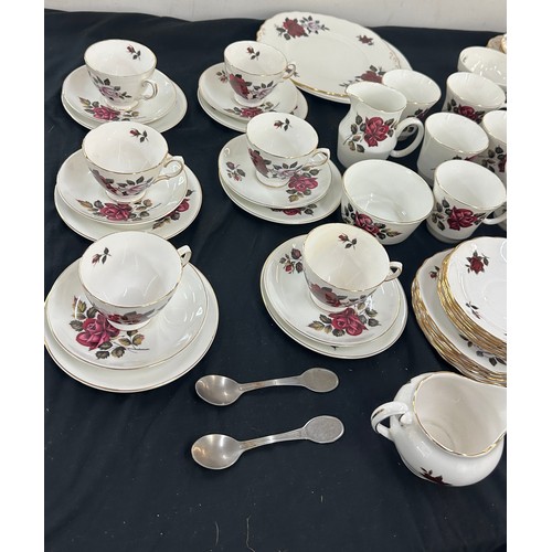 121 - Selection of part tea services to include Royal Adderley, Royal Vale and Colcough