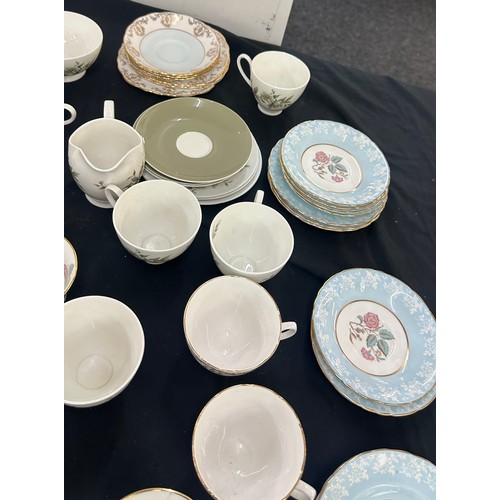 121 - Selection of part tea services to include Royal Adderley, Royal Vale and Colcough