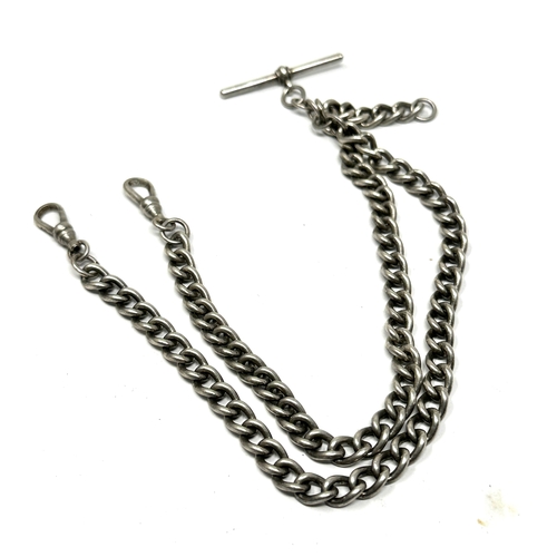 16 - antique silver double albert watch chain weight 50g