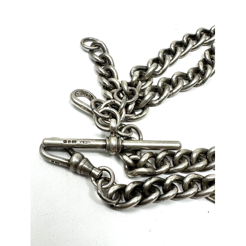 16 - antique silver double albert watch chain weight 50g