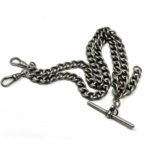 16 - antique silver double albert watch chain weight 50g