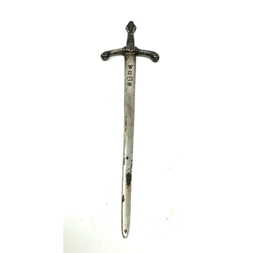 19 - Vintage silver sword letter opener measures approx 17cm long