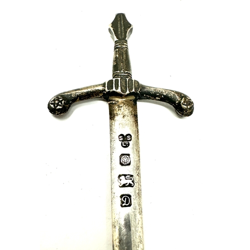 19 - Vintage silver sword letter opener measures approx 17cm long