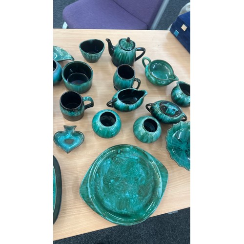 111 - Selection of Blue Canadian pottery pieces to include trays, tea pots, cups, jugs etc