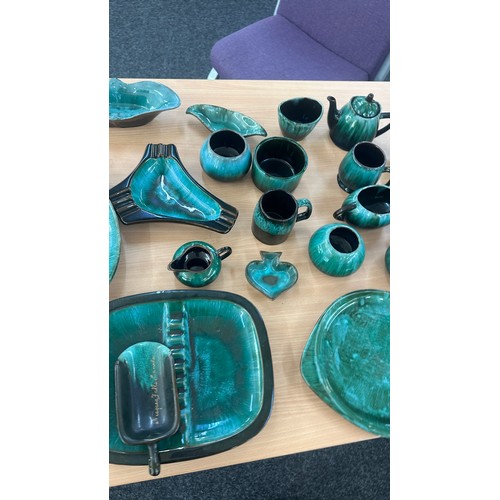 111 - Selection of Blue Canadian pottery pieces to include trays, tea pots, cups, jugs etc