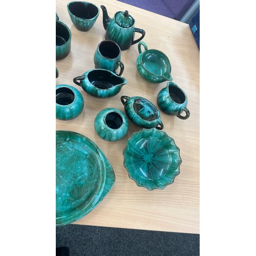 111 - Selection of Blue Canadian pottery pieces to include trays, tea pots, cups, jugs etc