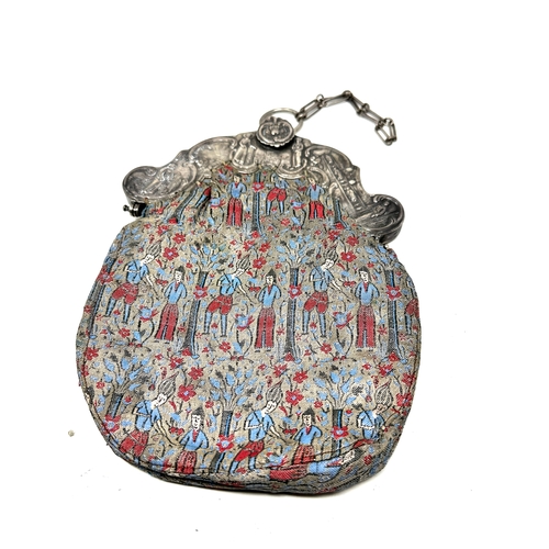 23 - Antique 1791 Dutch silver handbag measures approx approx 27cm drop by 17cm engraved and hallmarked o... 