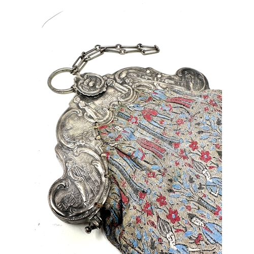 23 - Antique 1791 Dutch silver handbag measures approx approx 27cm drop by 17cm engraved and hallmarked o... 