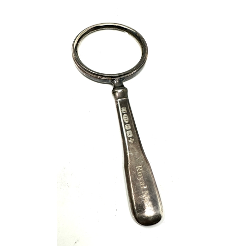 24 - Solid hallmarked silver royal mail magnifying glass measures approx 14.2cm millenium silver hallmark... 