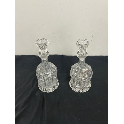 12 - Pair of vintage glass decanters height 12 inches tall