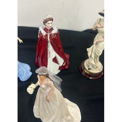 53 - Three vintage porcelain Royalty figures to include Royal Doulton Diana Princess of Wales, Royal Worc... 