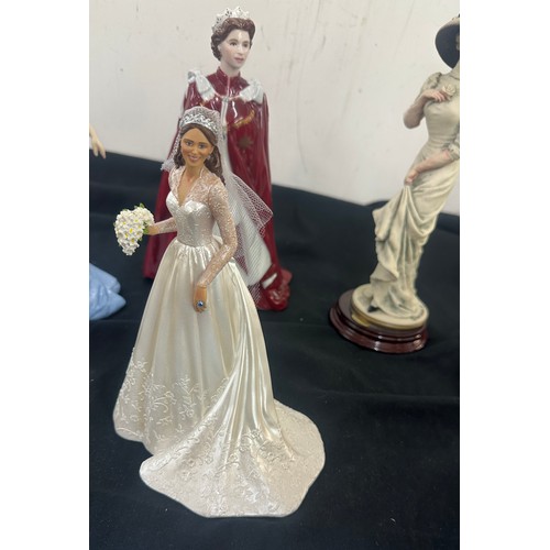 53 - Three vintage porcelain Royalty figures to include Royal Doulton Diana Princess of Wales, Royal Worc... 